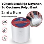 BUFFER® 2 Mt Yüksek Sıcaklık Dayanan Su Geçirmez Çatı  Duvar Çatlak Onarıcı Yapışkan Bant Folyo 2 Mt 10 C