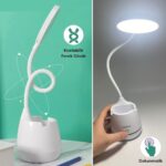 BUFFER®Kalemlikli Telefon Tutacaklı Şarjlı Dokunmatik 3 Mod Esnek Başlıklı Dimmerli LED Masa Lambası - Görsel 3