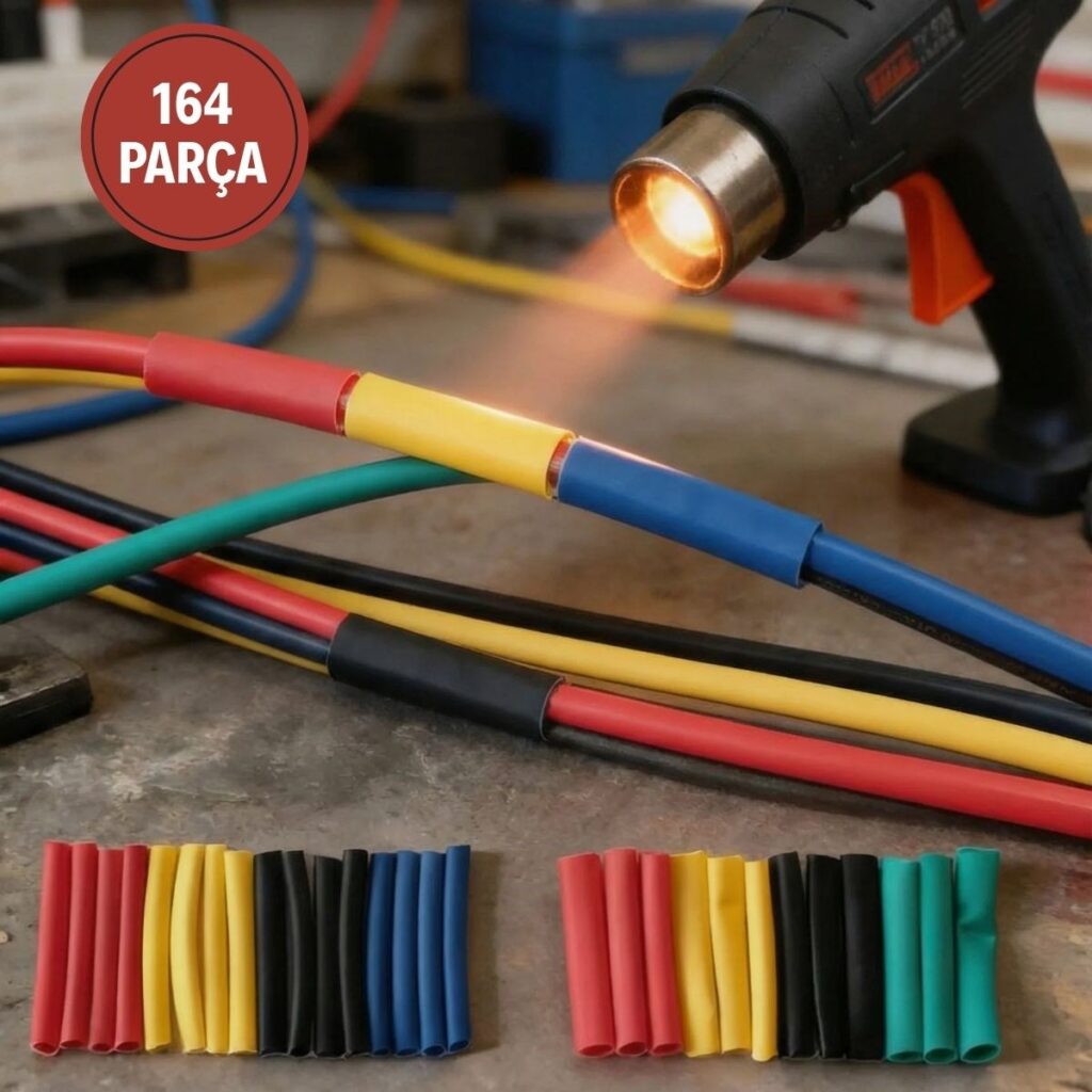 BUFFER® 164 Parça Isı ile Daralan Makaron Seti – Elektrik Kablo İzolasyon & Koruma Kılıfı