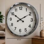 60 cm Krom Metal Dekoratif Duvar Saati - Görsel 2