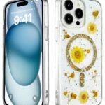 Mey İthalat®  iPhone 15 Pro Kılıf Daisy Simli Magsafe Kapak - Gold