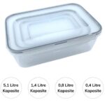 BUFFER® 4lü İç İçe Sızdırmaz Contalı Kilitli Kapaklı Plastik Erzak Saklama Kapları LC315 - Görsel 2