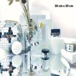 BUFFER® Kare Silver Cam Mozaik Fayans Çıkartmaları El İşi Kare Cam Fayans Kendinden Yapışkanlı Aynalı Dekor Panel 30x30 Cm - Görsel 3