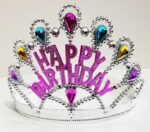 Mey İthalat® Gümüş Renk Happy Birthday Yazılı Doğum Günü Tacı 60 cm - Görsel 2