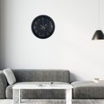 Siyah 40 Cm Mermer Desenli Metal Duvar Saati