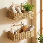 BUFFER® 2’li Duvar Askılı Plastik Rattan Organizer – Dikdörtgen Hasır Görünümlü Mutfak Raf Sepeti, Banyo ve Ev İçi Düzenleme Ünitesi - Görsel 4