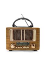 BUFFER® Küçük Mini Boy Retro Ahşap Tasarım Bluetooth Hoparlörlü Radyo – FM/AM Destekli, Şarjlı ve Taşınabilir Radyo NS-8108 - Görsel 6