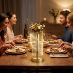 BUFFER® Çapraz Kavisli Kristal Simli LED Masa Lambası – Gold Gövdeli, Dokunmatik, 3 Kademe Işık Ayarlı Şarjlı Dekoratif Lamba - Görsel 4