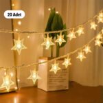 BUFFER® 20 Adet Mini Yıldız Led 5 Metre Günışığı Rengi Dekoratif Led - Görsel 3