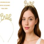 Mey İthalat® Altın Renkli Taşlı “Bride” Gelin Tacı – El Yazısı Yazı Tipiyle