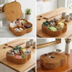 BUFFER® Kapaklı 5 Bölmeli Plastik Rattan Organizer Kutu – Hasır Desenli Çok Amaçlı Saklama ve Sunum Sepeti Çerezlik - Görsel 4