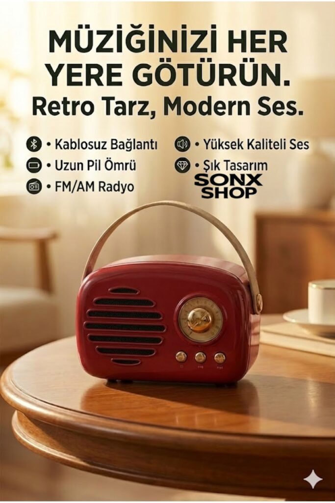 Nostaljik Retro Bluetooth Hoparlör - FM Radyo