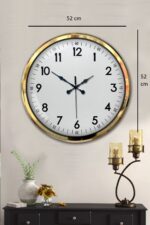 Gold & White Luxury Classic 52 Cm Metal Duvar Saati - Görsel 5
