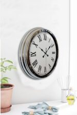 Krom Roma Rakamlı 40 Cm Metal Modern Duvar Saati - Görsel 3