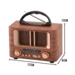BUFFER® Küçük Mini Boy Retro Ahşap Tasarım Bluetooth Hoparlörlü Radyo – FM/AM Destekli, Şarjlı ve Taşınabilir Radyo NS-8108 - Görsel 5