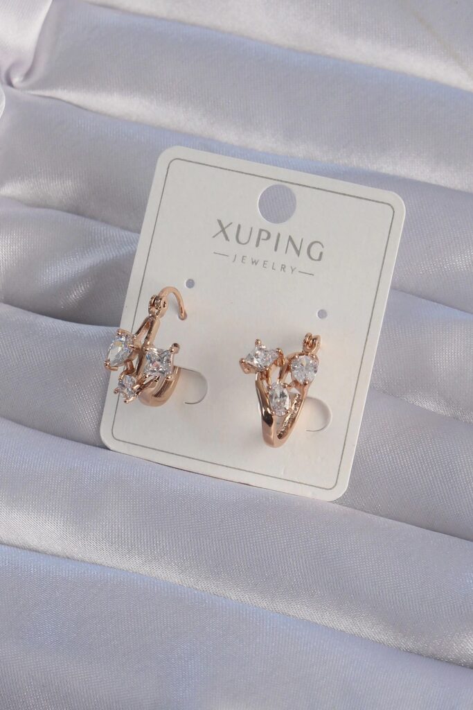 Mey İthalat® XUPİNG Rose Renk Zirkon Taşlı Halka Küpe