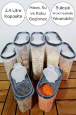 BUFFER® 2 Kapaklı Ölçekli Erzak Kuru Gıda Saklama Kutusu Kabı 2,4 Litre-SA940 - Görsel 7