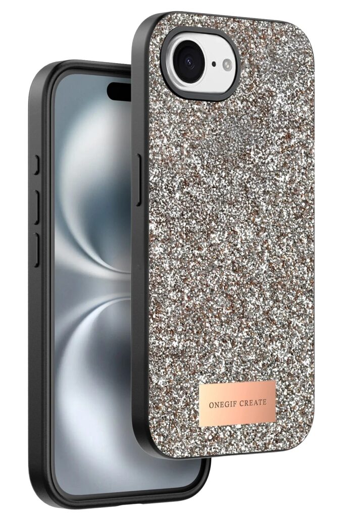 Mey İthalat®   iPhone 16E Bright Simli Kapak - Gold