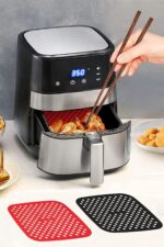 BUFFER® Renkli Isıya Dayanıklı Yıkanılabilir Silikon Fırın Ve Airfryer Kare Pişirme Matı 21,5 Cm - Görsel 4