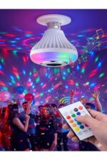 Bluetooth RGB LED Hoparlörlü Akıllı Ampul - Renkli Müzikli Lamba ve Kumanda - Görsel 2