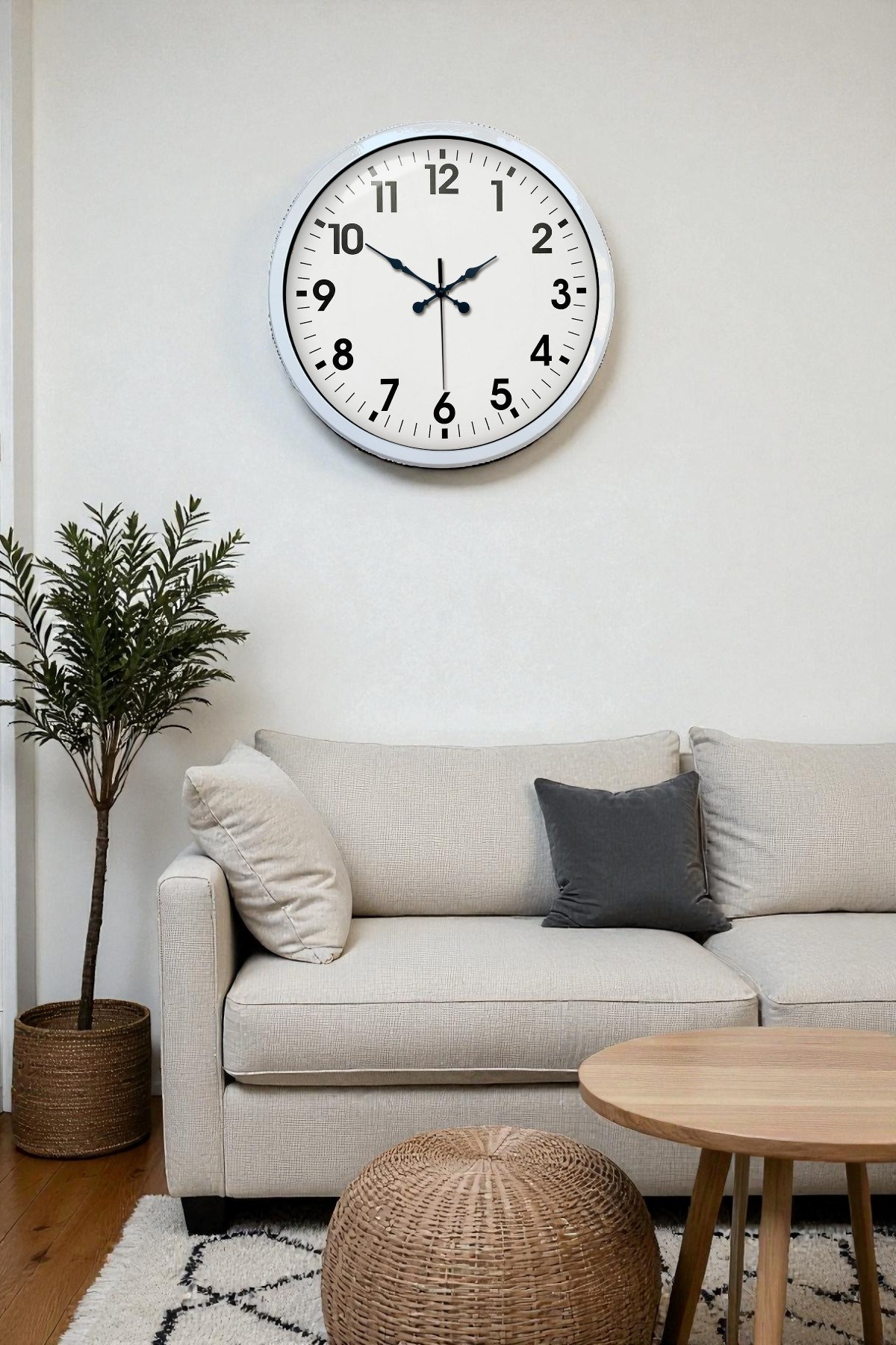 40 cm Beyaz Metal Standart Duvar Saati 40 cm Beyaz Metal Standart Duvar Saati