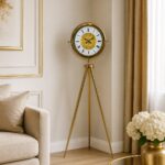 Gold Osmanlı Motifli Tripod Ayaklı Saat