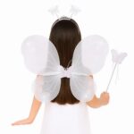 Mey İthalat® Beyaz Kelebek Kız Seti – 50 cm Kelebek Kanadı