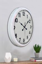 White Classic Modern 52 Cm Metal Duvar Saati - Görsel 6