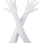 Mey İthalat® Beyaz Renk Dirseğe Kadar Uzun Kumaş Eldiven 40 cm