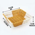 BUFFER® Kare Çift Renkli Plastik Rattan Ekmek ve Meyve Sepeti - Çok Amaçlı Banyo ve Mutfak Düzenleyici - Yıkanabilir Tezgâh Üstü Organizer - Görsel 5