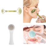 BUFFER® 2li Set Çift Taraflı Cilt Temizleme Fırçası ve Yeşim Taşı Çift Taraflı Cilt Masaj Aleti - Görsel 3