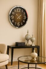Krom Işıltılı Zaman 52 Cm Metal Duvar Saati
