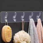 BUFFER® 5'li Güçlü Yapışkanlı Şeffaf Duvar Askısı Banyo Mutfak Düzenleyici Pratik Askılık - Görsel 6