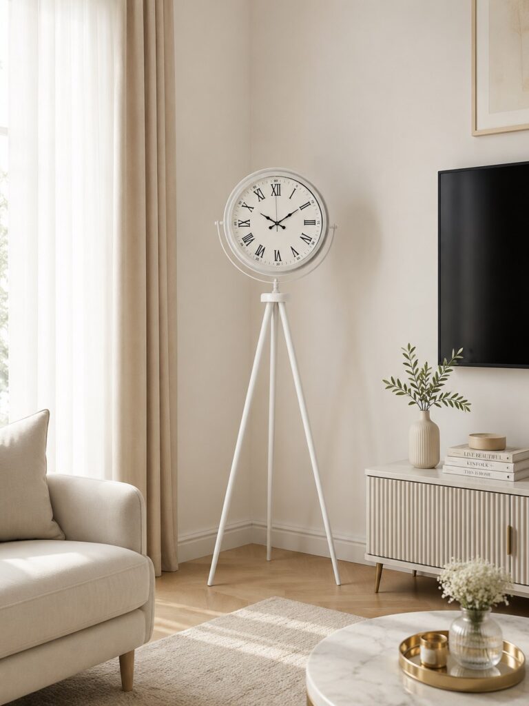 Platin Classic White Roma Tripod Ayaklı Saat