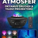Galaksi Yıldız Projektörü ve Bluetooth Hoparlör 10 Renk Modlu Okyanus Dalgalı Gece & Disko Lambası