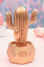 BUFFER® Led Işıklı Sevimli Kaktüs Dekoratif Masa Lambası Mini Biblo Gece Lambası-GOLD - Görsel 7