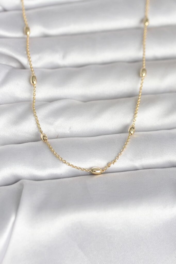 Mey İthalat® CM 14K Gold Renk Damla Topçuk Model Zincirli 60 cm Kadın Kolye