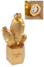 BUFFER® Led Işıklı Sevimli Kaktüs Dekoratif Masa Lambası Mini Biblo Gece Lambası Gold - Görsel 7