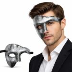 Mey İthalat® Antik Eskitme Gümüş Erkek Yarım Maske - Phantom & Balo Maskesi