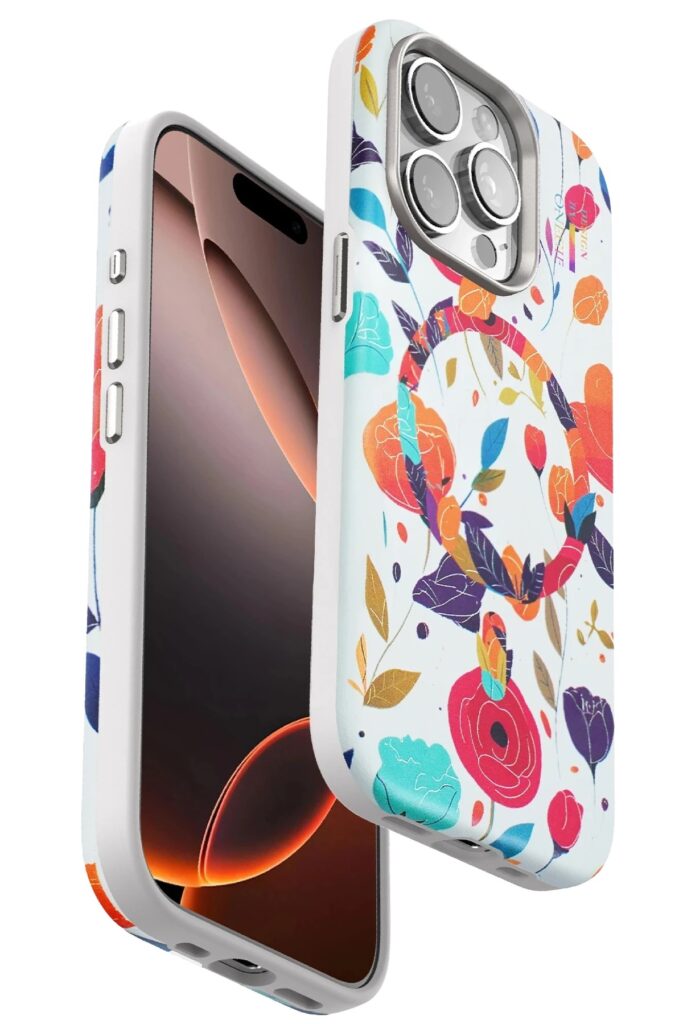 Mey İthalat®  iPhone 14 Pro Max Flower Series Magsafe Kapak - Beyaz