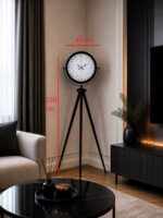 Siyah 24 Saat Göstergeli Özel Tasarım Tripod Ayaklı Saat - Görsel 4