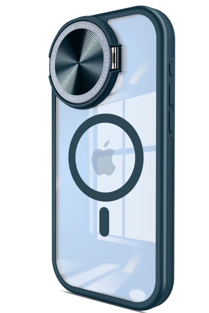 Mey İthalat®  iPhone 15 Pro Max Kılıf Teleskop Lens Magsafe Silikon Kapak - Lacivert