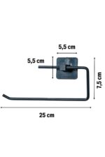 BUFFER® Kendiliğinden Yapışkanlı Siyah Paslanmaz Metal Rulo Havluluk Aparat - Görsel 8