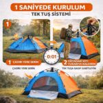 BUFFER® 10 Kişilik Otomatik Kurulum Kamp Çadırı – Outdoor , Suya Dayanıklı Hızlı Kurulum Piknik ve Doğa İçin Geniş Aile Çadırı 300x300x170 cm - Görsel 5