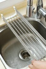 BUFFER® Evye Üstü Katlanır Nihale Paslanmaz Çelik Pratik Sebze Meyve Bulaşık Kurutma Süzgeci - Görsel 6