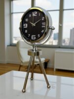 Krom Asil Üç Ayaklı Metal Masa Saati - Görsel 2