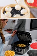 BUFFER® Renkli Isıya Dayanıklı Yıkanılabilir Silikon Fırın Ve Airfryer Yuvarlak Pişirme Matı 23 Cm - Görsel 6