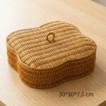 BUFFER® Kapaklı 5 Bölmeli Plastik Rattan Organizer Kutu – Hasır Desenli Çok Amaçlı Saklama ve Sunum Sepeti Çerezlik - Görsel 5