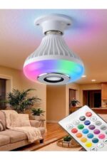 Bluetooth RGB LED Hoparlörlü Akıllı Ampul - Renkli Müzikli Lamba ve Kumanda - Görsel 4