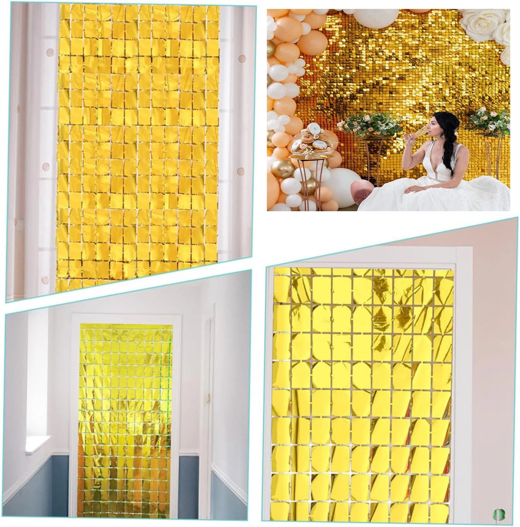 Mey İthalat® Ekstra Metalize Altın Renk Disko Dikdörtgen Kesim Kapı Perdesi Dekorasyon 1x2 Metre Mey İthalat® Ekstra Metalize Altın Renk Disko Dikdörtgen Kesim Kapı Perdesi Dekorasyon 1x2 Metre